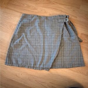 Cotton On Plaid Wrap Mini Skirt in Gray Check